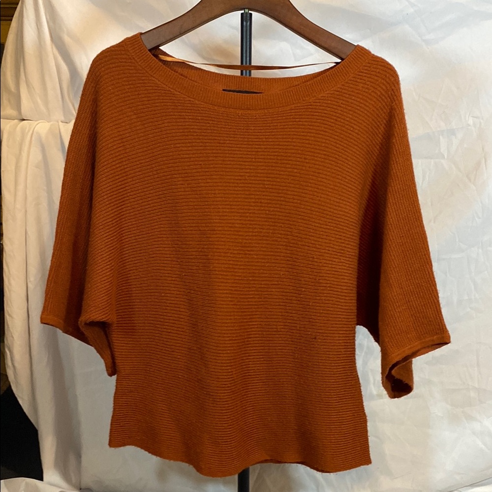 Ellen Tracy Off-the-Shoulder Orange Sweater with Textured Knit